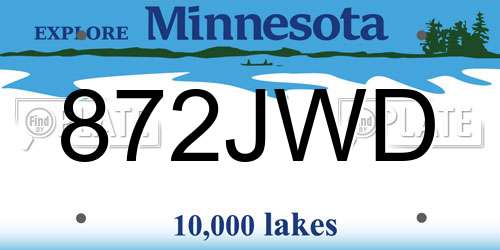 872JWD Minnesota License Plate
