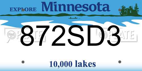 872SD3 Minnesota License Plate