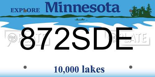 872SDE Minnesota License Plate