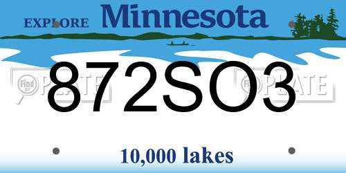 872SO3 Minnesota License Plate