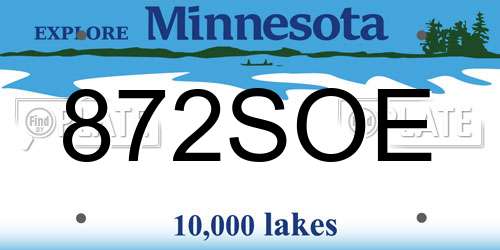 872SOE Minnesota License Plate