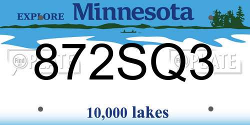 872SQ3 Minnesota License Plate