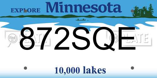 872SQE Minnesota License Plate