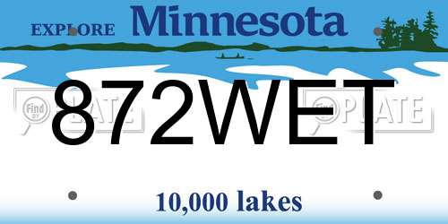 872WET Minnesota License Plate