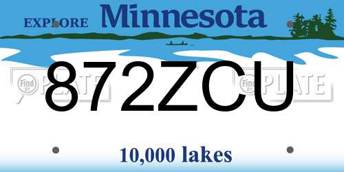 872ZCU Minnesota License Plate