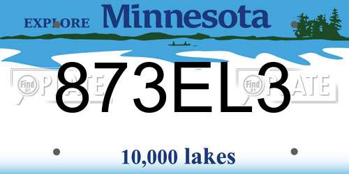 873EL3 Minnesota License Plate