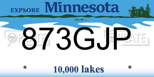 873GJP Minnesota License Plate