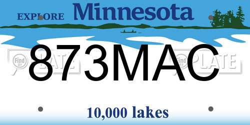 873MAC Minnesota License Plate