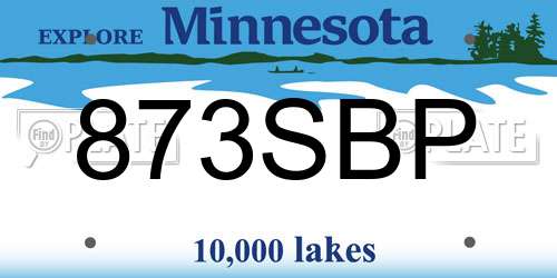 873SBP Minnesota License Plate