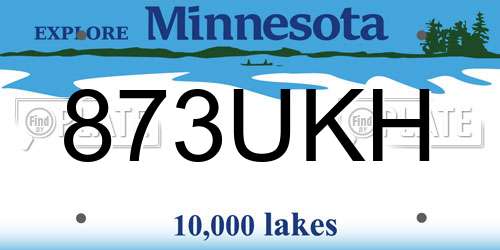 873UKH Minnesota License Plate