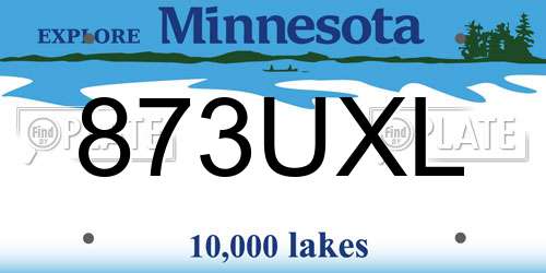 873UXL Minnesota License Plate