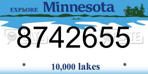 8742655 Minnesota License Plate