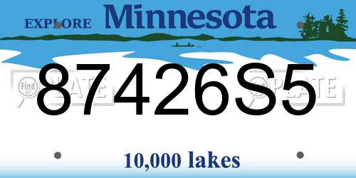 87426S5 Minnesota License Plate