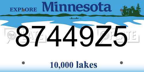 87449Z5 Minnesota License Plate