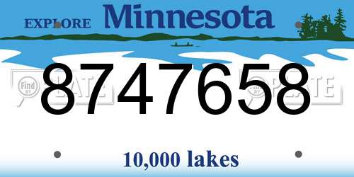 8747658 Minnesota License Plate