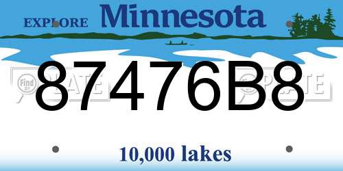 87476B8 Minnesota License Plate