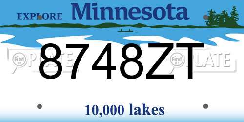 8748ZT Minnesota License Plate