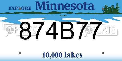 874B77 Minnesota License Plate