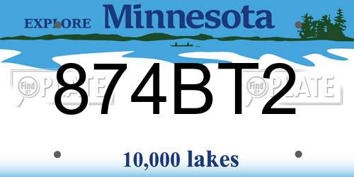 874BT2 Minnesota License Plate