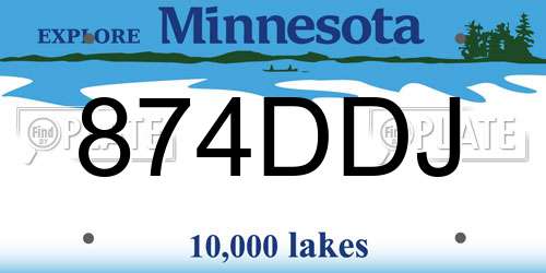 874DDJ Minnesota License Plate