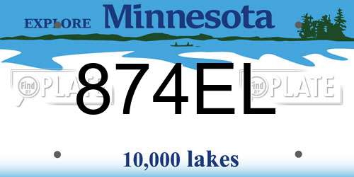 874EL Minnesota License Plate
