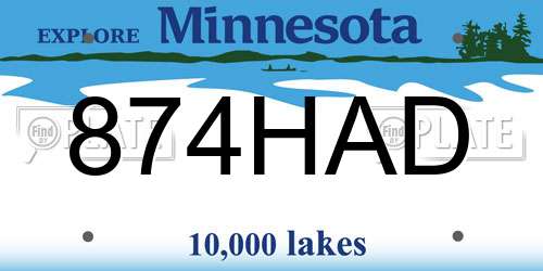 874HAD Minnesota License Plate