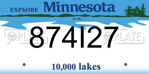 874I27 Minnesota License Plate
