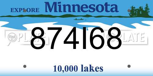 874I68 Minnesota License Plate