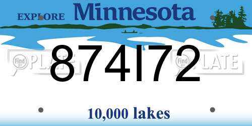 874I72 Minnesota License Plate
