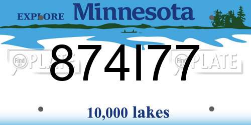 874I77 Minnesota License Plate