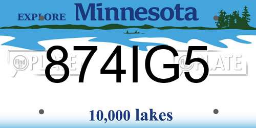 874IG5 Minnesota License Plate