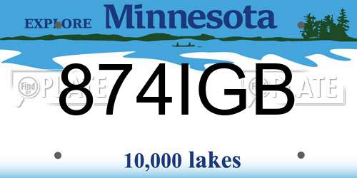 874IGB Minnesota License Plate