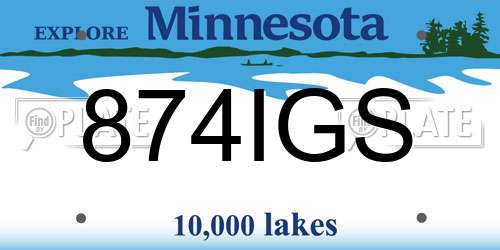 874IGS Minnesota License Plate