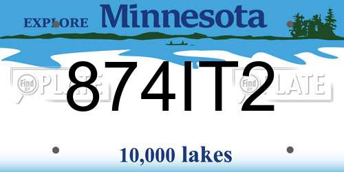 874IT2 Minnesota License Plate