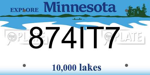 874IT7 Minnesota License Plate