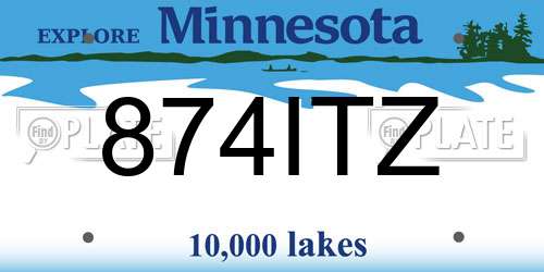 874ITZ Minnesota License Plate