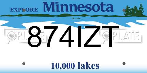 874IZT Minnesota License Plate