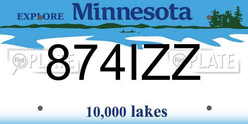 874IZZ Minnesota License Plate