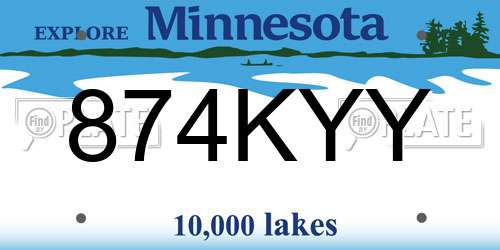 874KYY Minnesota License Plate