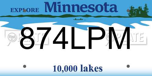 874LPM Minnesota License Plate