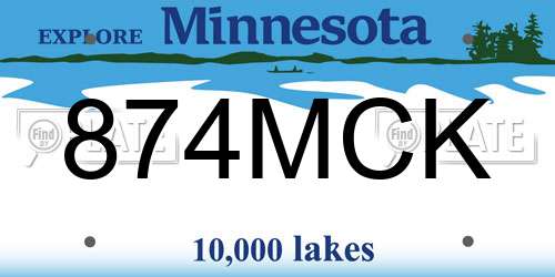 874MCK Minnesota License Plate