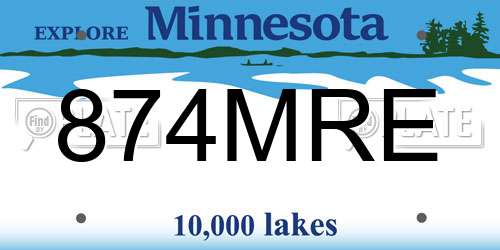 874MRE Minnesota License Plate