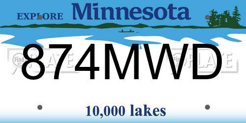 874MWD Minnesota License Plate