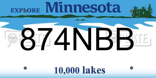 874NBB Minnesota License Plate