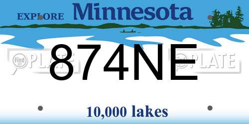 874NE Minnesota License Plate