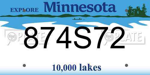 874S72 Minnesota License Plate