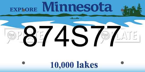 874S77 Minnesota License Plate