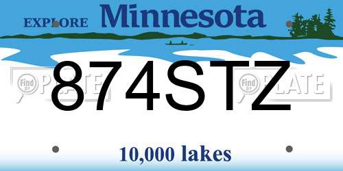 874STZ Minnesota License Plate