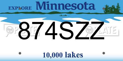 874SZZ Minnesota License Plate