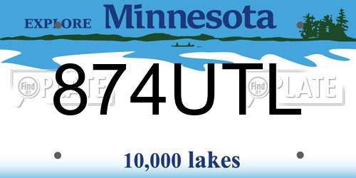 874UTL Minnesota License Plate